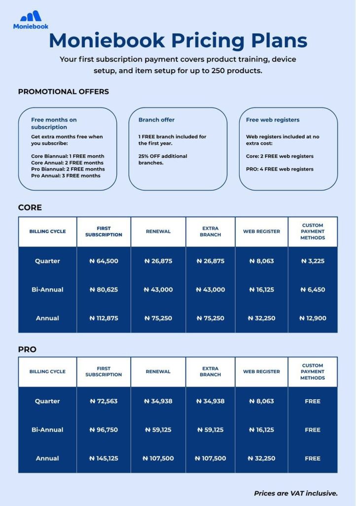 moniebook subscription plan